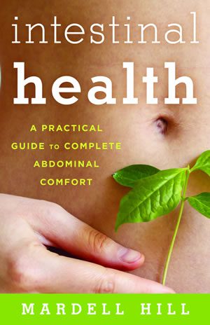 Intestinal Health book cover with woman holding herbs in front of stomach